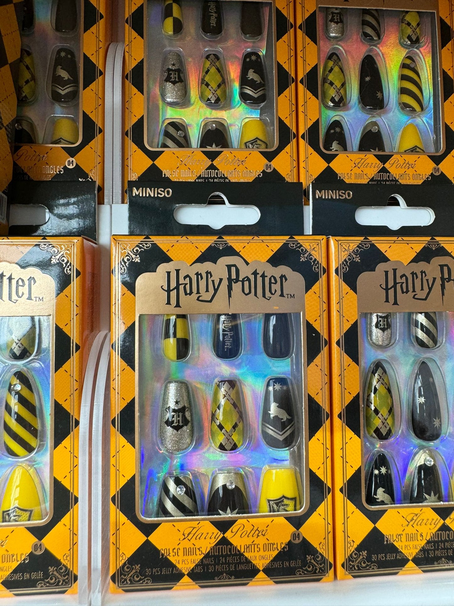 Harry Magical School Wizard Witch X Miniso | Magical School Four Houses Fake Nails Red Blue Green Yellow - Kawaii items