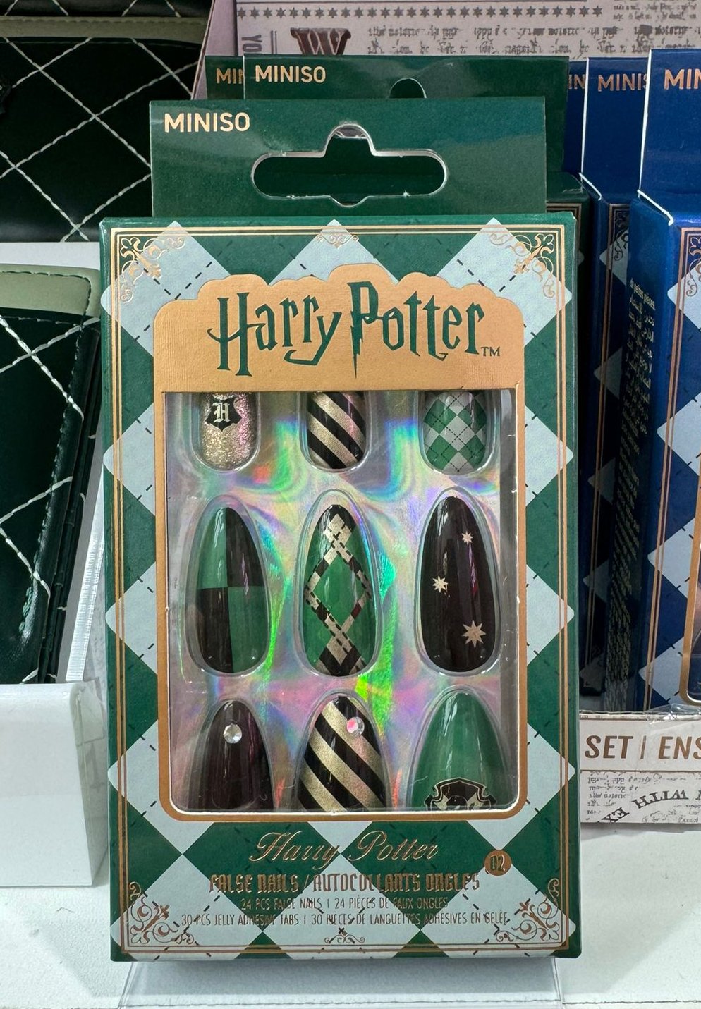 Harry Magical School Wizard Witch X Miniso | Magical School Four Houses Fake Nails Red Blue Green Yellow - Kawaii items