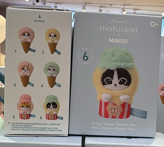 Miniso X Mofusand Ice Cream Series | Mofusand Cat with Ice Cream Cute Plush Doll Fridge Magnet Mystery Box - Kawaii items Room Decoration Doll Blind Box