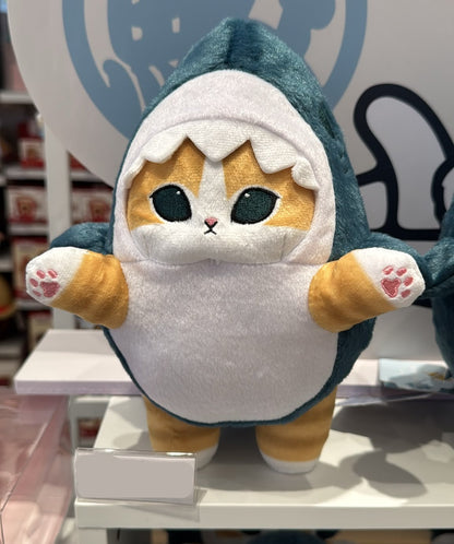 Miniso X Mofusand | Mofusand Cat in Shark Costume Standing and Sitting Cute Plush Doll - Kawaii items Room Decoration Doll