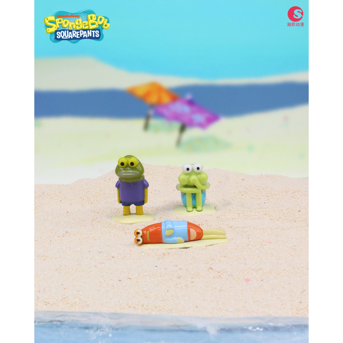 SpongeBob Life of Fish Series - Tom, Jimmy and Frank sunbathing alloy figures on the beach
