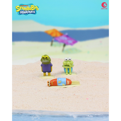 SpongeBob Life of Fish Series - Tom, Jimmy and Frank sunbathing alloy figures on the beach