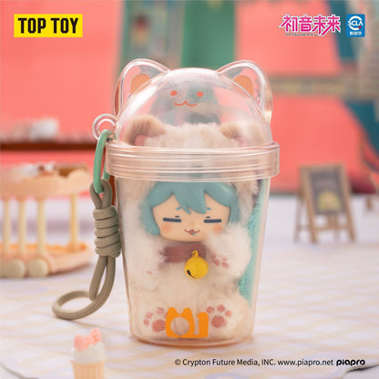 Hatsune Miku Milk Tea Cup Series Ragdoll Cat plush figure in pink cup