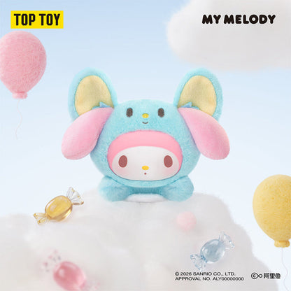 TOPTOY Sanrio Sweet Whispers Stickers Series My Melody plush charm - My Melody in a blue bunny hood
