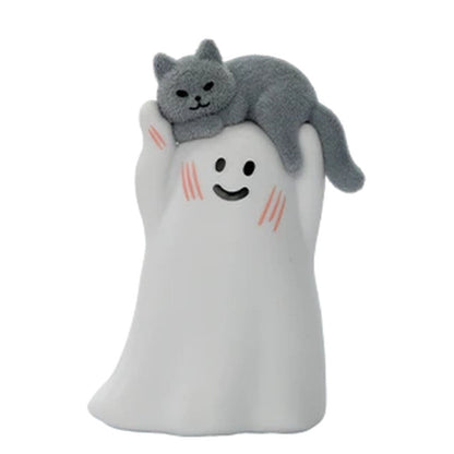GHODY Behold My Cat - Cat On My Head design, gray cat draped over the ghost's head