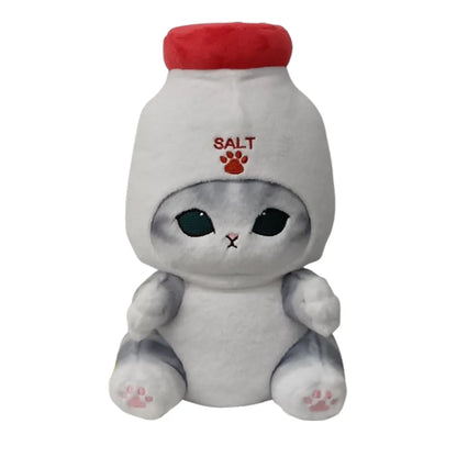 Japan Mofusand Condiments Series | Mofusand Cat in Salt and Soy Sauce Bottle Costume Plush Doll Keychain - Kawaii items Room Decoration Doll