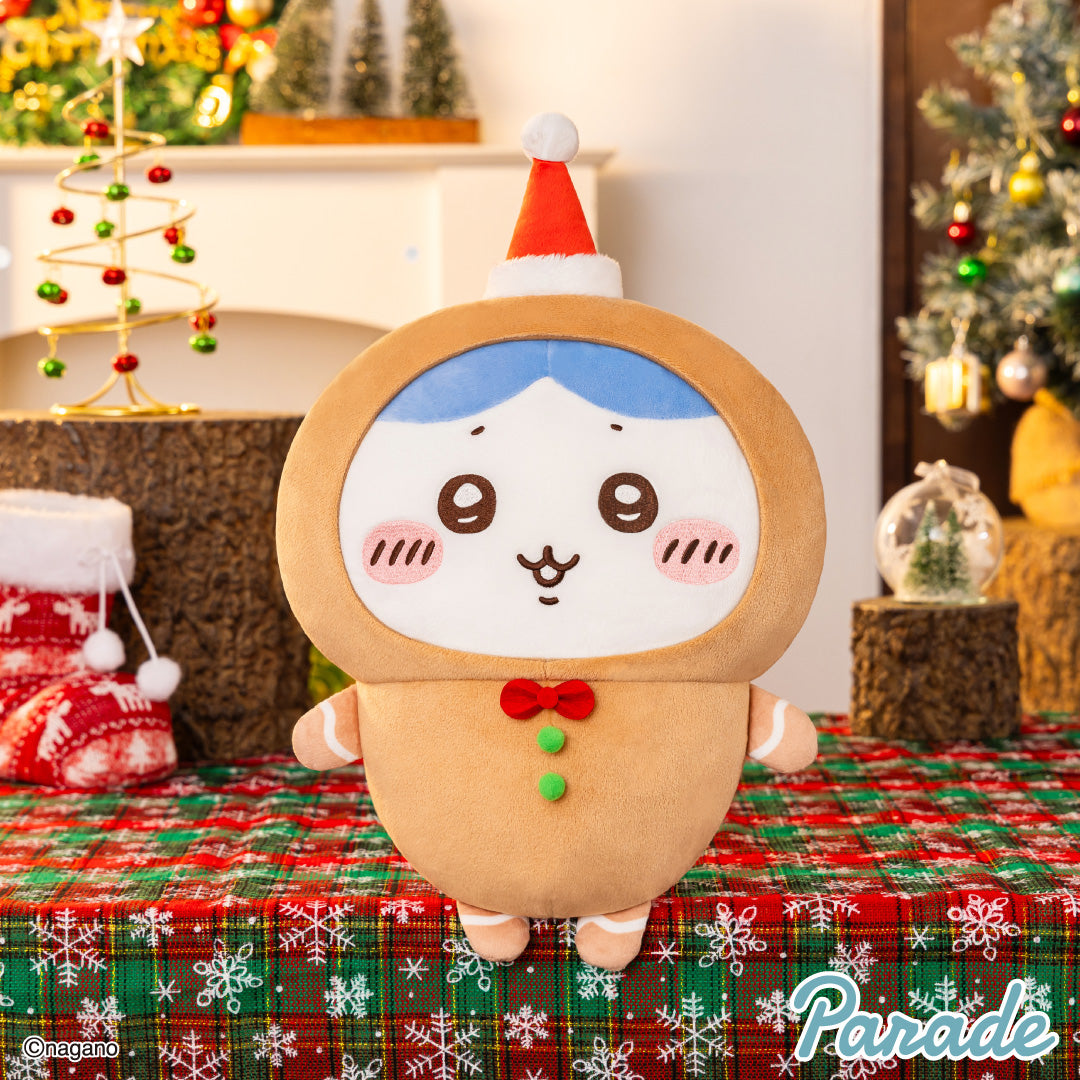 Japan ChiiKawa Christmas Series | ChiiKawa Hachiware Usagi Wearing Gingerbread Man Costume Cute Big Plush Doll - Kawaii items Room Decoration doll
