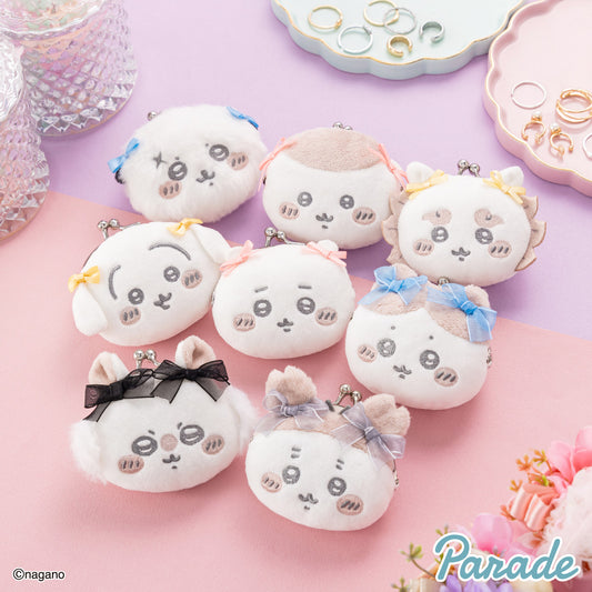 Japan ChiiKawa | ChiiKawa Hachiware Usagi Momonga Kurimanju Rakko Shisa Crab with Ribbon Cute Plush Doll Mini Purse - Kawaii items Room Decoration doll