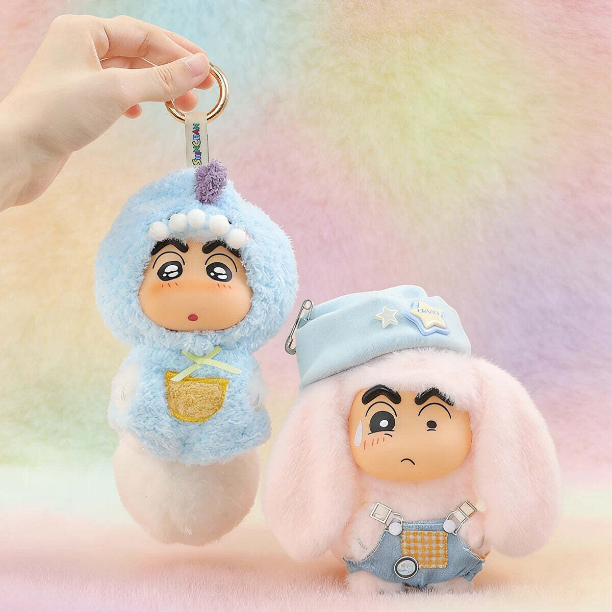 Big Tails Series 2 charm clipped onto a 52TOYS plush figure showing dress-up compatibility