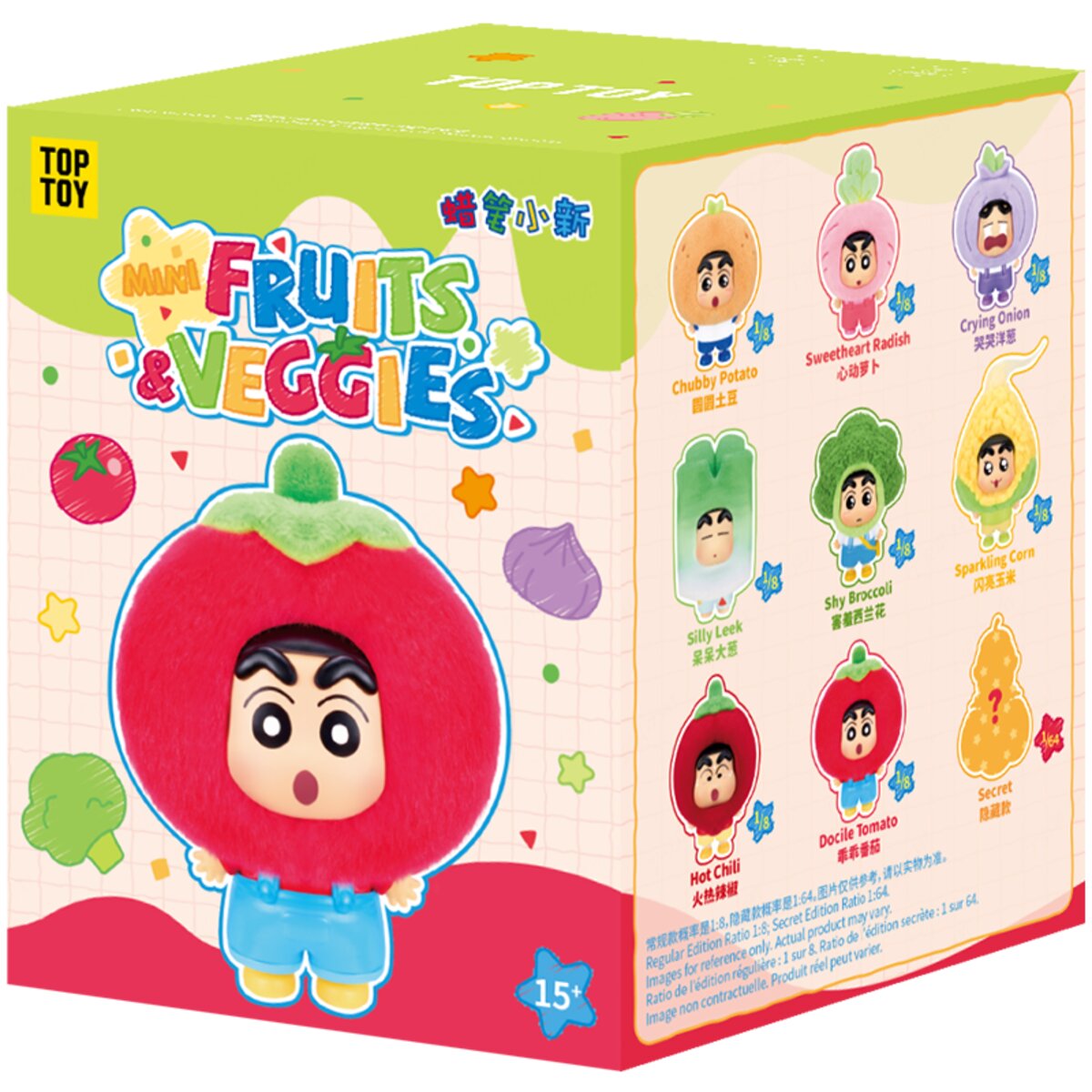 TOPTOY Crayon Shin-chan Mini Fruits & Veggies blind box packaging with Shin-chan in tomato costume