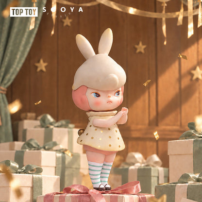 SooyaStudio Overture 2.0 white bunny hood girl in polka dot dress on a gift box