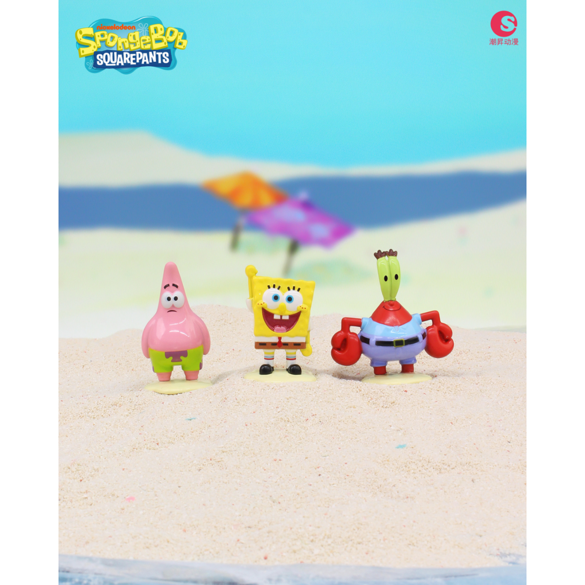 SpongeBob Life of Fish Series - Patrick Star, SpongeBob and Mr. Krabs alloy figures on the beach