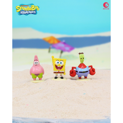 SpongeBob Life of Fish Series - Patrick Star, SpongeBob and Mr. Krabs alloy figures on the beach