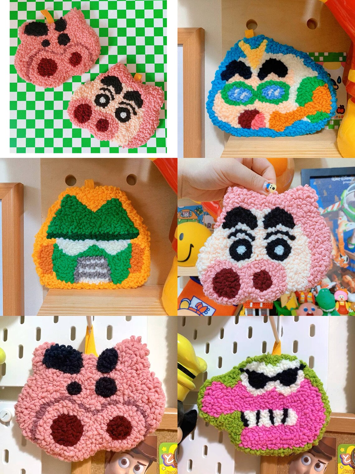Cute Cartoon Own Design Punch Needle Coaster DIY Kit with Yarn Set | Crayon Shinchan - All materials included