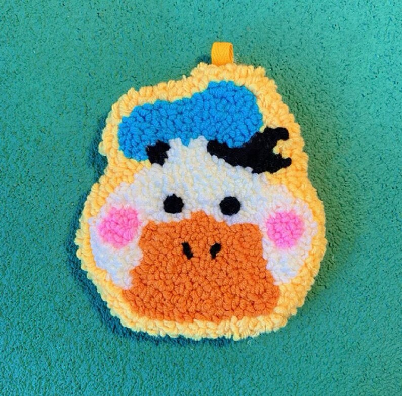 Cute Cartoon Own Design Punch Needle Coaster DIY Kit with Yarn Set |  Mickey Teddy Bear Donald Duck - All materials included