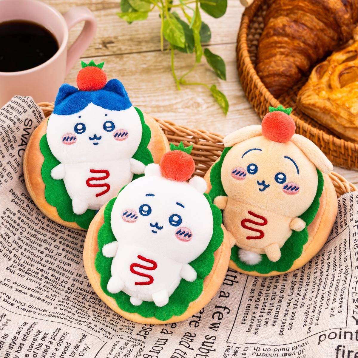 Japan ChiiKawa Bakery Series | ChiiKawa Hachiware Usagi Lay on Sandwich Plush Doll Keychain Kawaii items Room Decoration doll