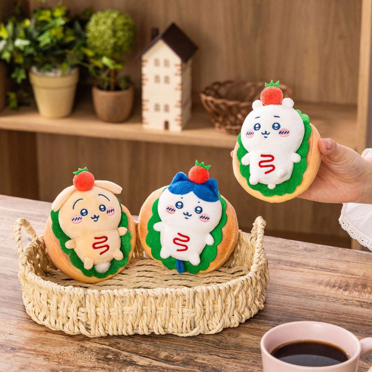 Japan ChiiKawa Bakery Series | ChiiKawa Hachiware Usagi Lay on Sandwich Plush Doll Keychain Kawaii items Room Decoration doll