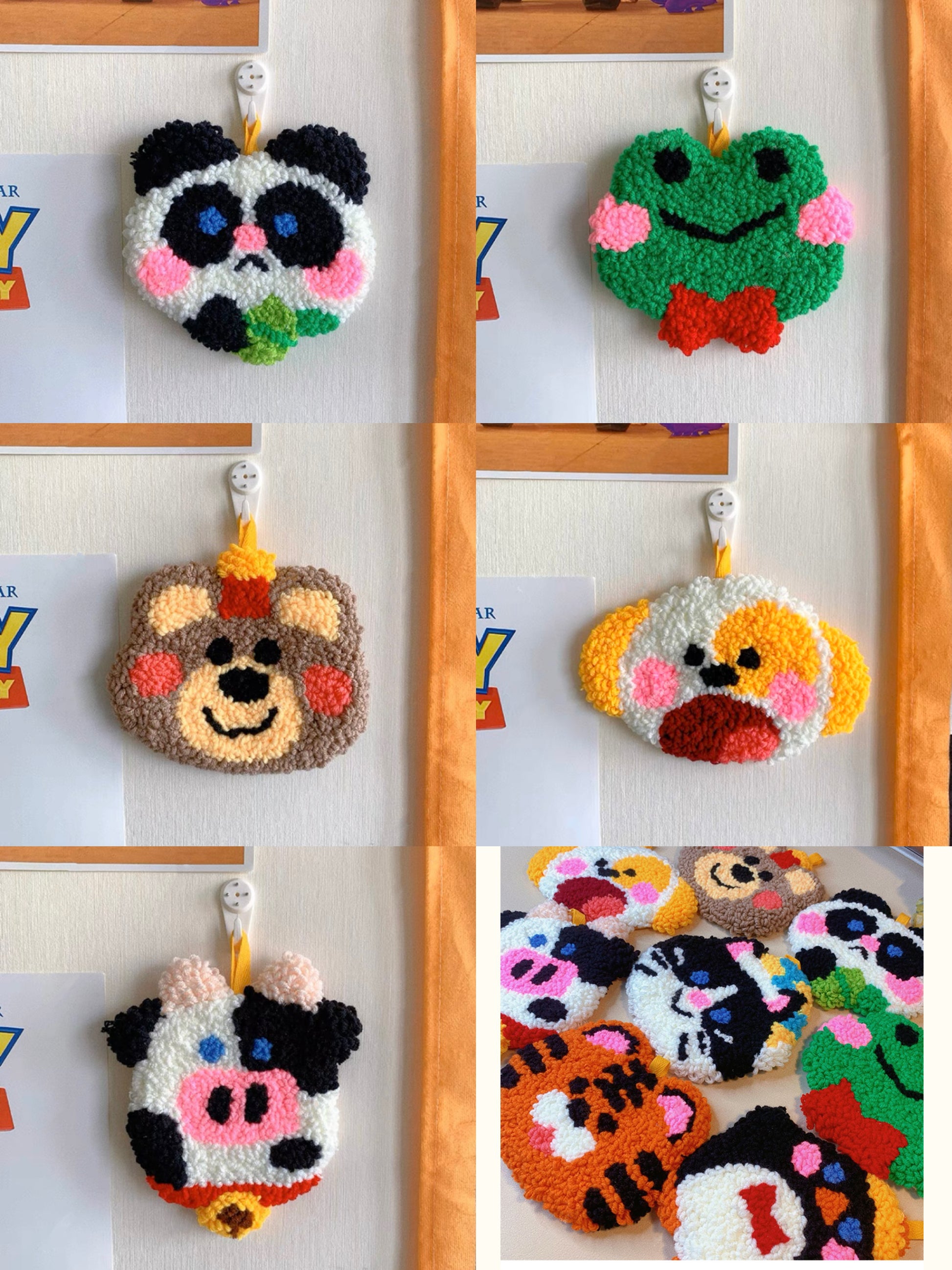 Cute Cartoon Own Design Punch Needle Coaster DIY Kit with Yarn Set