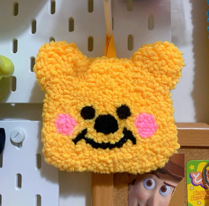Cute Cartoon Own Design Punch Needle Coaster DIY Kit with Yarn Set | Winnie Honey Bear Piglet Tiger Eeyore Dumbo Elephant - All materials included