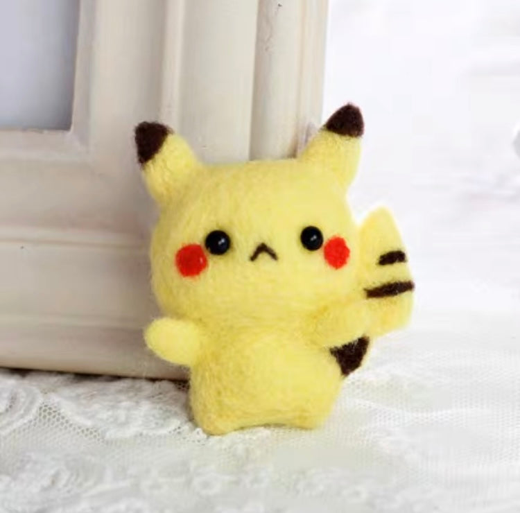 Handmade Wool Felt DIY Craft Kit Set | Pokemon Brooch - Pikachu Charmander Squartle Bulbasaur Eevee Togepi - Wool Felting