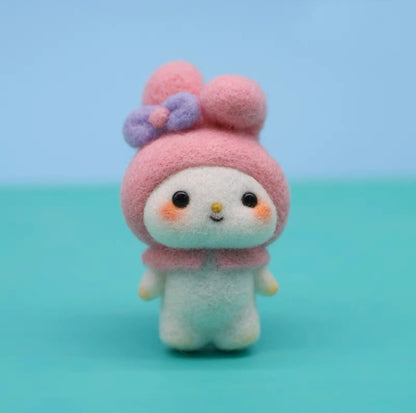 Handmade Wool Felt DIY Craft Kit Set | Sanrio KeyChain - My Melody Wool Felting