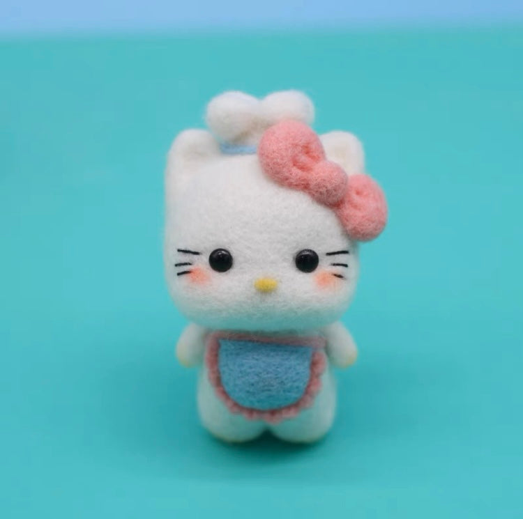 Handmade Wool Felt DIY Craft Kit Set | Sanrio KeyChain - Hello Kitty Wool Felting