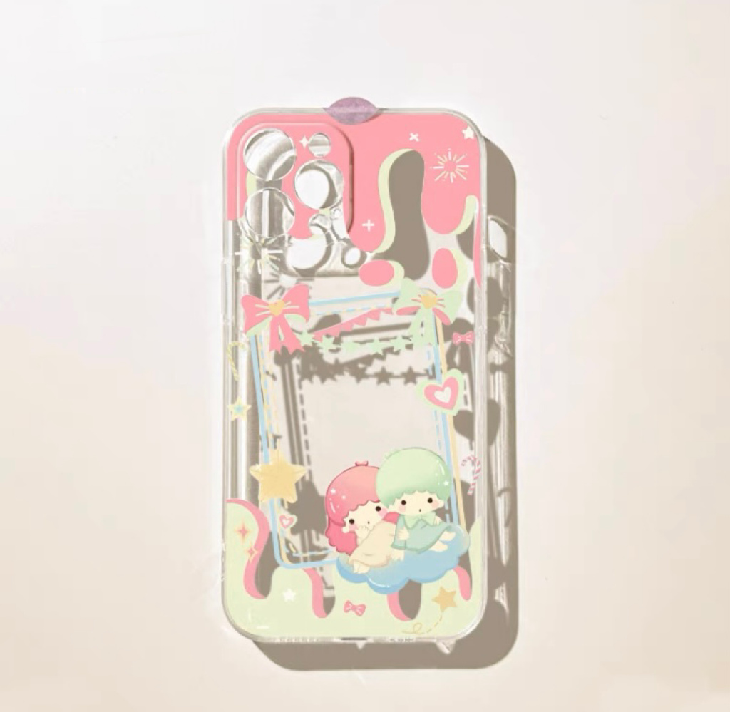 Japanese Cartoon Little Twin Stars with Dessert Photo Frame iPhone Case 6 7 8 PLUS SE2 XS XR X 11 12 13 14 15 Pro Promax 12mini 13mini