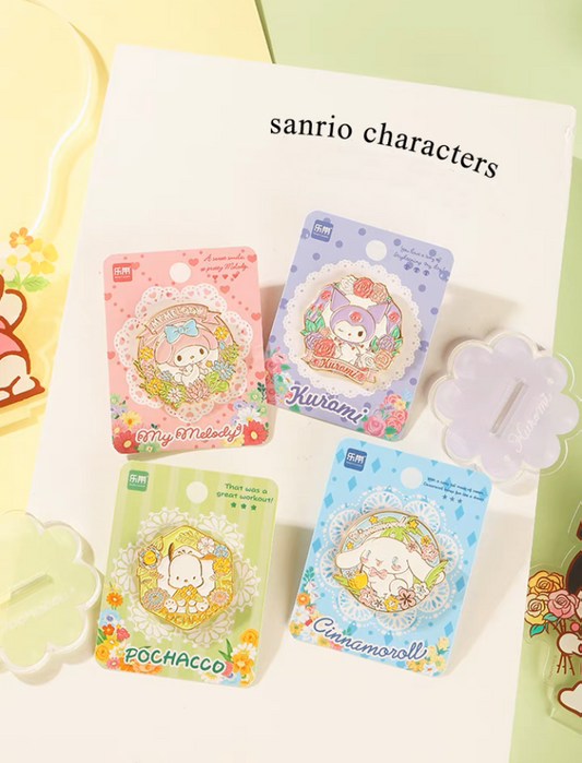 Sanrio Romantic Flower Metal Pins | My Melody Kuromi Cinnamoroll Pochacco