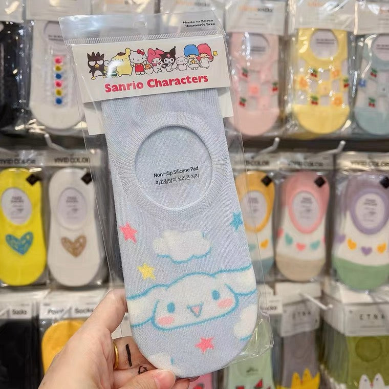 Sanrio Korea Low Cut Socks | Hello Kitty My Melody Kuromi Cinnamoroll Pompompurin KeroKeroKeroppi Gudetama Bad Badtz Maru - Anti-off Female Socks