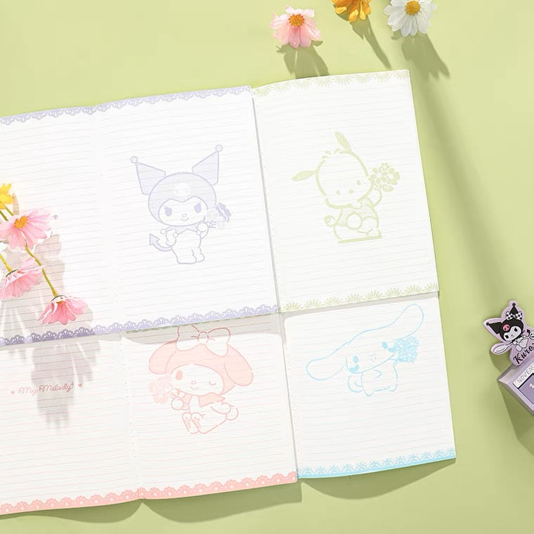 Sanrio Romantic Flower A5 B5 Notebook | My Melody Kuromi Cinnamoroll Pochacco - 40 Sheets