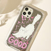 良い白い猫の子猫 ミラーiPhoneケース 可愛い ロリータ iPhone 6 7 8 PLUS SE2 XS XR X 11 12 13 14 15 Pro Promax 12mini 13mini