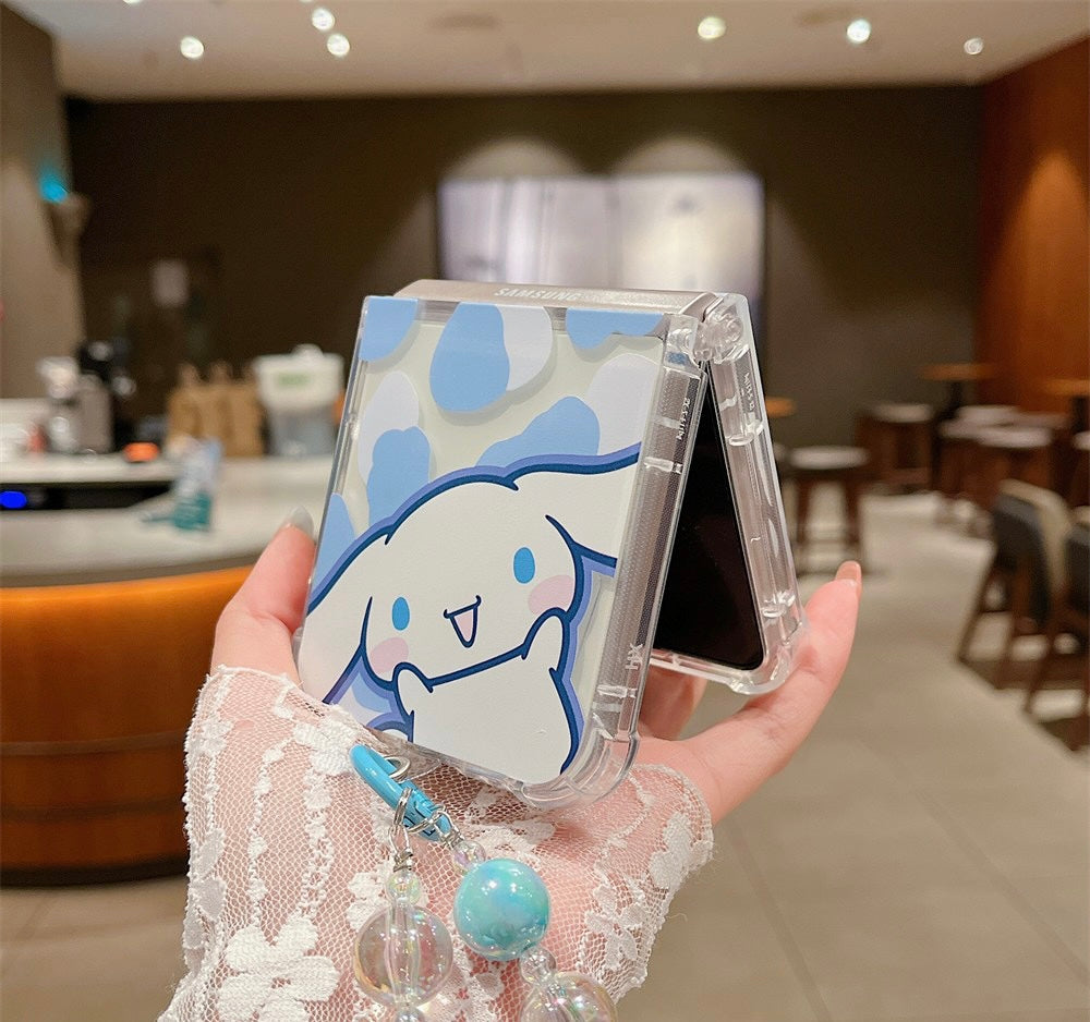 Japanese Cartoon Samsung Galaxy Z Flip 3 4 W23 Filp KT MM CN PN PC Phone Case Hello Kitty My Melody Cinnamoroll Pompompurin Pochacco