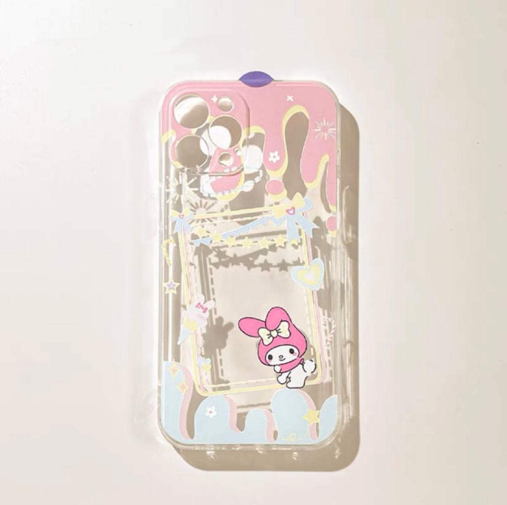 Japanese Cartoon My Melody MM with Dessert Photo Frame iPhone Case 6 7 8 PLUS SE2 XS XR X 11 12 13 14 15 Pro Promax 12mini 13mini
