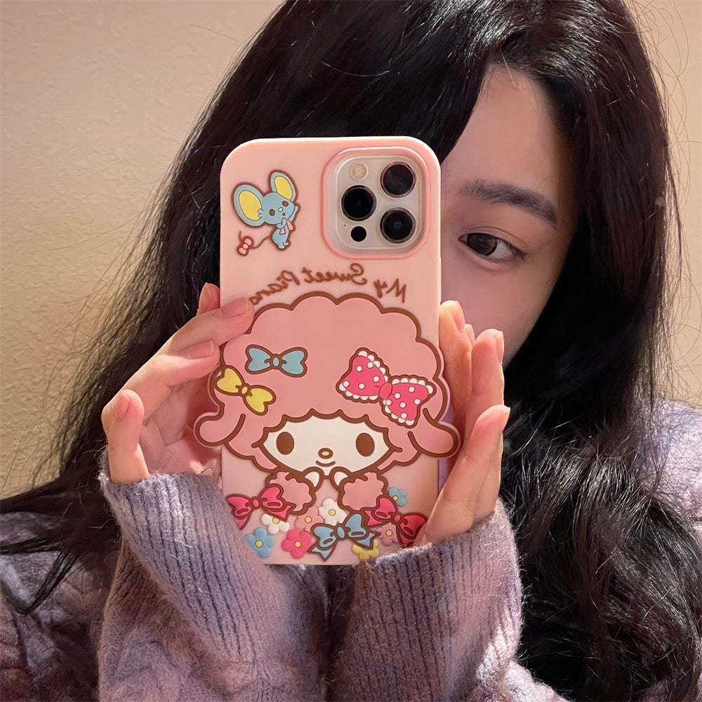 Big Piano Pink Sheep with Flowers Soft iPhone Case 11 12 13 14 Pro Promax