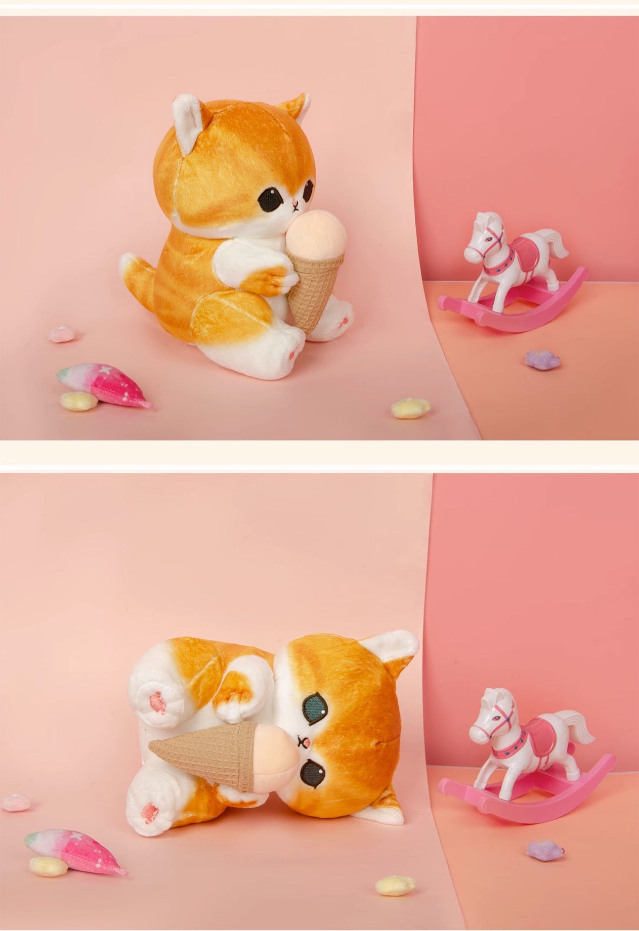 Japan Artist Mofusand Cat Neko with Ice Cream 13 x 19cm Mascot Plush Doll