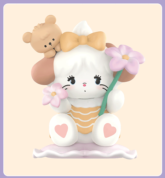 Miniso x Mikko illustration Characters Flower Serise | Bear Latte Dog Souffie Kitten Mousse Rabbit Cammy - 10cm tall Collectable Toys Mystery Blind Box