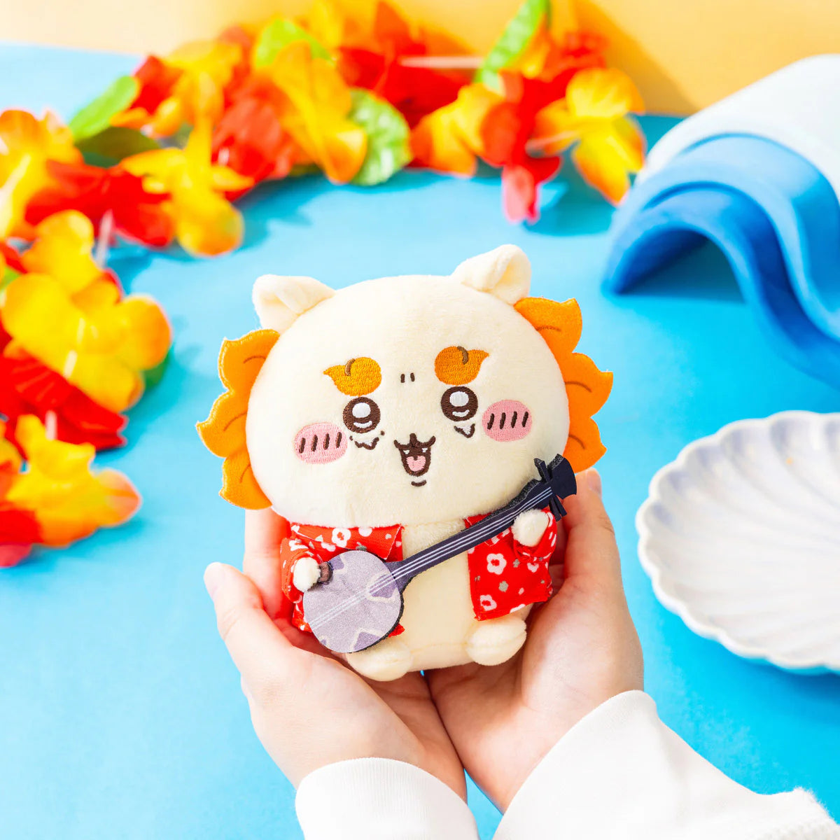 Japan ChiiKawa Shisa's Souvenir Series | Shisa's Playing Sanshin Plush Doll - Kawaii Items Room Decoration Dolls