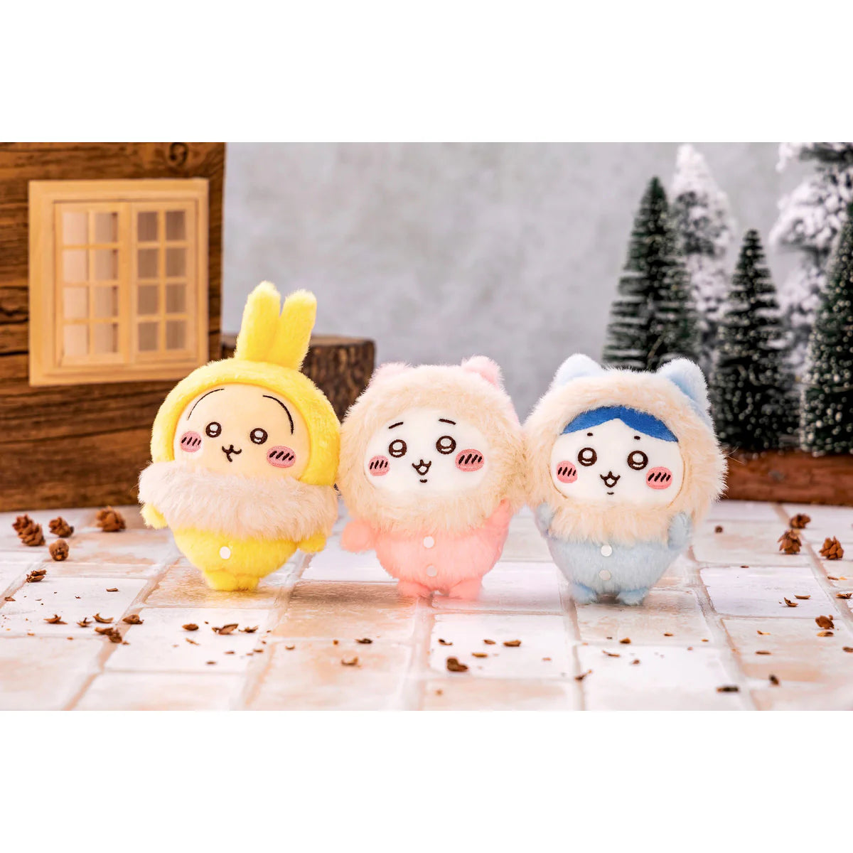 Japan ChiiKawa | ChiiKawa Hachiware Usagi Winter Furry Coat Plush Doll Keychain Kawaii items Room Decoration doll