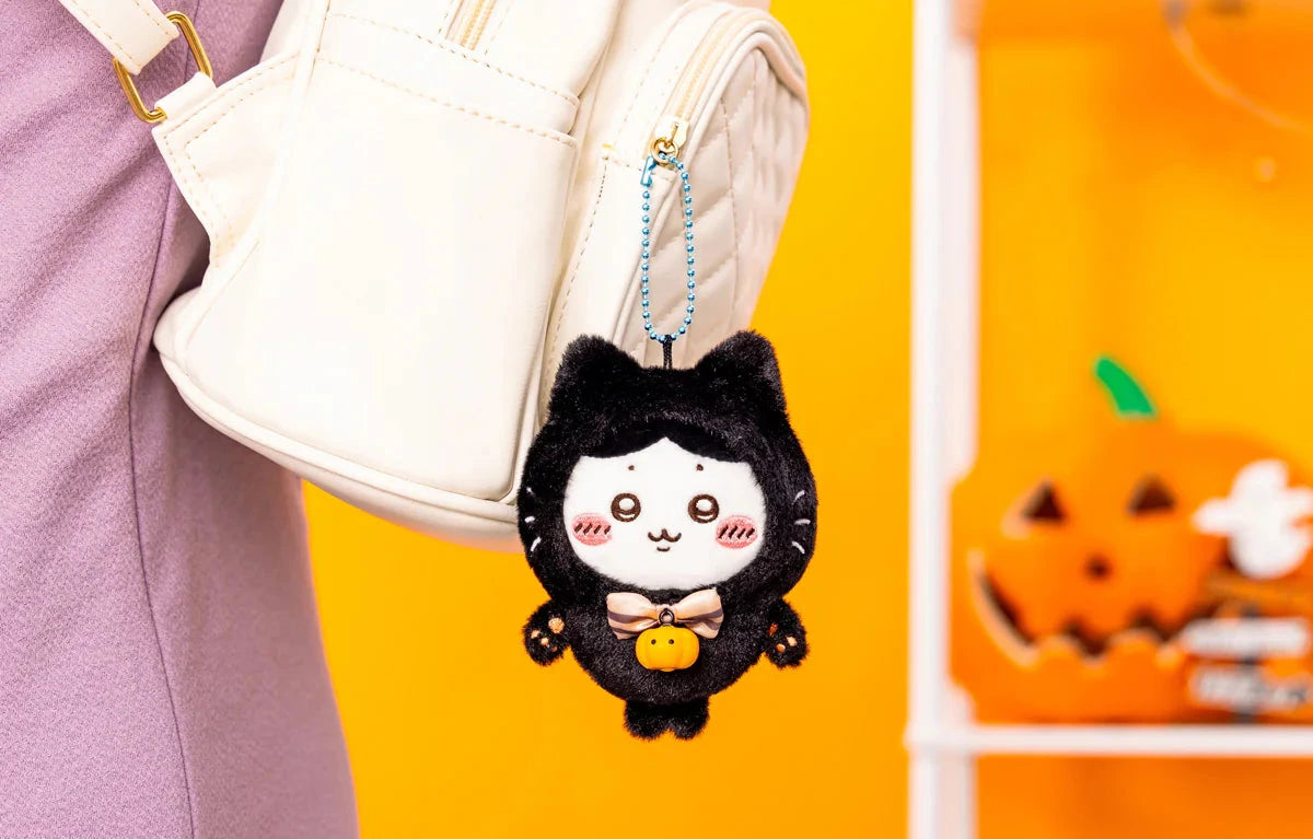 Japan ChiiKawa Halloween 2024 Series | ChiiKawa Hachiware Usagi Momonga Crab Black Cat and Pizza Plush Doll Keychain Kawaii items Room Decoration doll