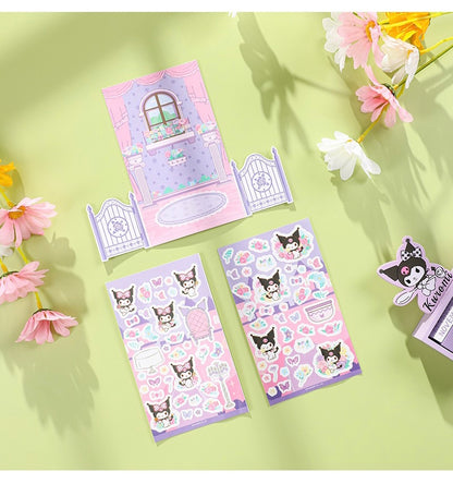 Sanrio Romantic Flower Stickers with Sticker Card Set | My Melody Kuromi Cinnamoroll Pochacco