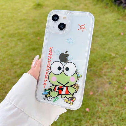 Japanese Cartoon Keroppi KP QuickSand iPhone Case 14 13 12 11 XS XR Pro Max Plus