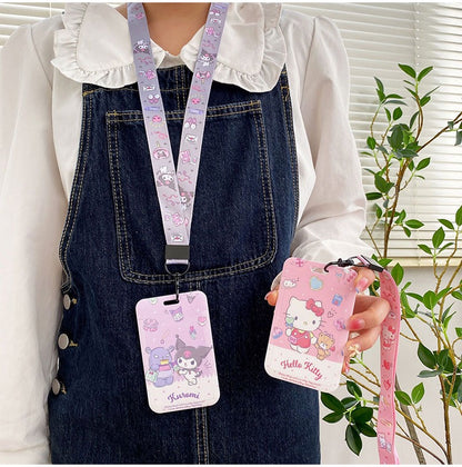Sanrio Hello Kitty My Melody Kuromi Little Twin Stars Cinnamoroll Pompompurin Pochacco Card Badge Holder with Lanyards