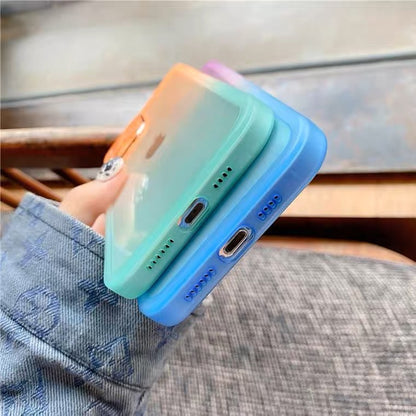 Fashion Gradient Colourful Plating Rainbow Colour iPhone case Kawaii Lovely Cute iPhone XS XR 11 12 13 14 15 Pro Promax