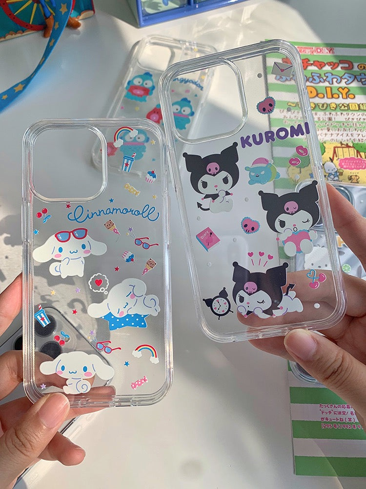 Japanese Cartoon Cute Kuromi Cinnmoroll Pochacco HG Double Case iPhone Case XR XS X 11 12 13 14 Pro Promax Plus mini