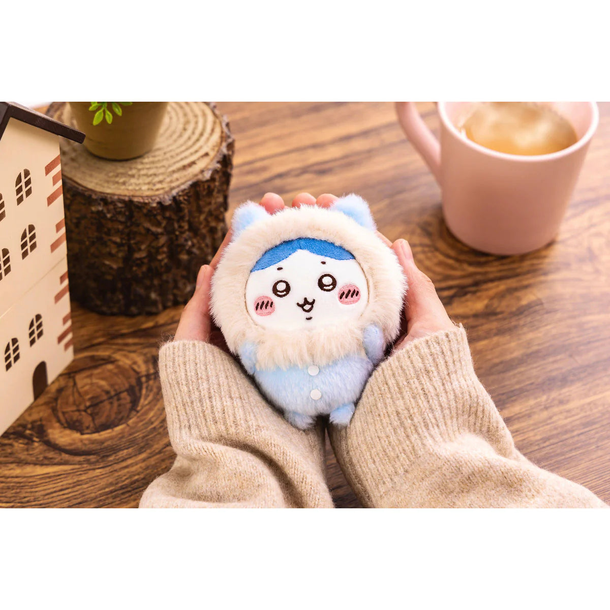 Japan ChiiKawa | ChiiKawa Hachiware Usagi Winter Furry Coat Plush Doll Keychain Kawaii items Room Decoration doll