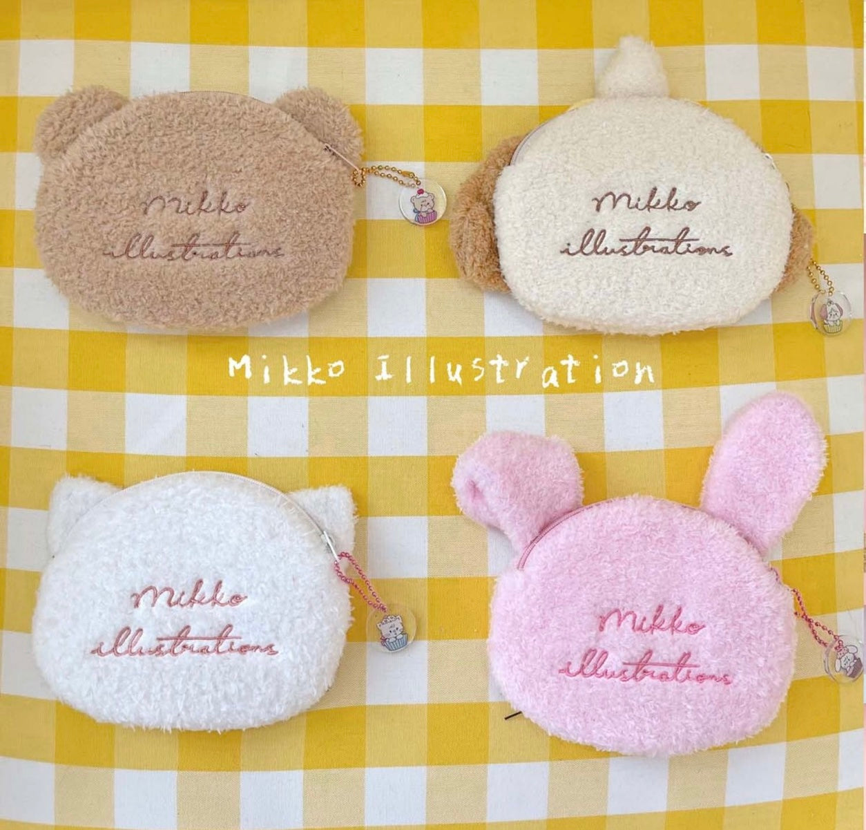 Mikko Illustration Plush Pouch Bear Latte Dog Souffie Kitten Mousse Ra –  KawaiiGiftLand