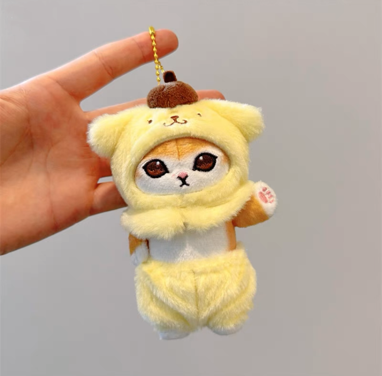 Japan Artist Mofusand x Sanrio Cat Neko Crossover Pompompurin - 12cm 15cm 20cm Mascot Plush Doll Big Keychain