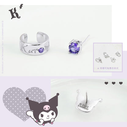 Sanrio Kuromi I.Love.Kuromi 925 Earrings Silver with Box