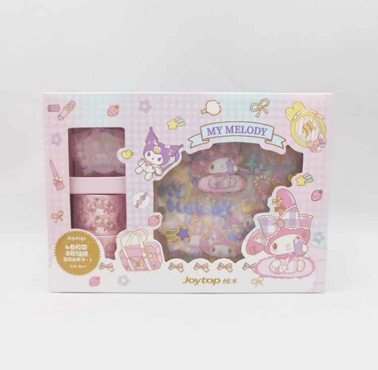 Sanrio Hello Kitty My Melody Kuromi Cinnamoroll - JK School Uniform Stickers, Tapes and Clip Gift Set for Diary NoteBook