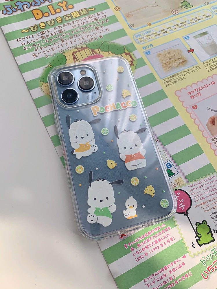 Japanese Cartoon Cute Kuromi Cinnmoroll Pochacco HG Double Case iPhone Case XR XS X 11 12 13 14 Pro Promax Plus mini